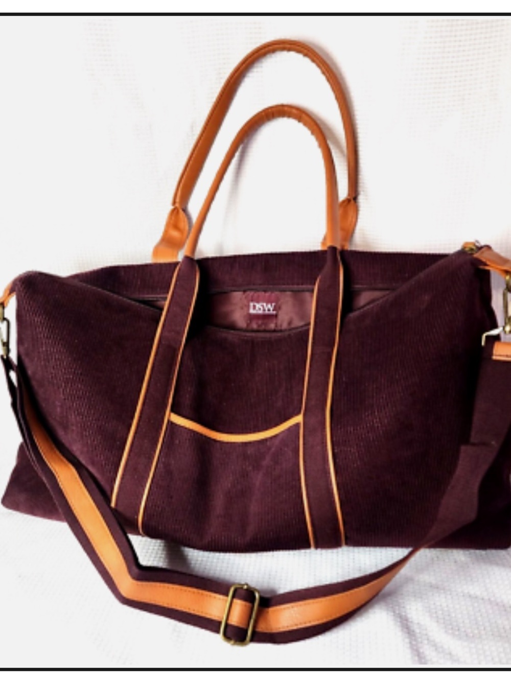 DSW Burgundy and Tan Travel Weekender Bag